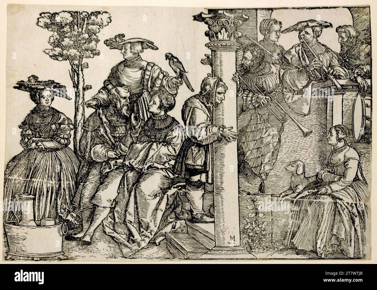 Hans Schäufelin les danseurs de mariage : spectateurs et musiciens. Gravure sur bois vers 1535 Banque D'Images