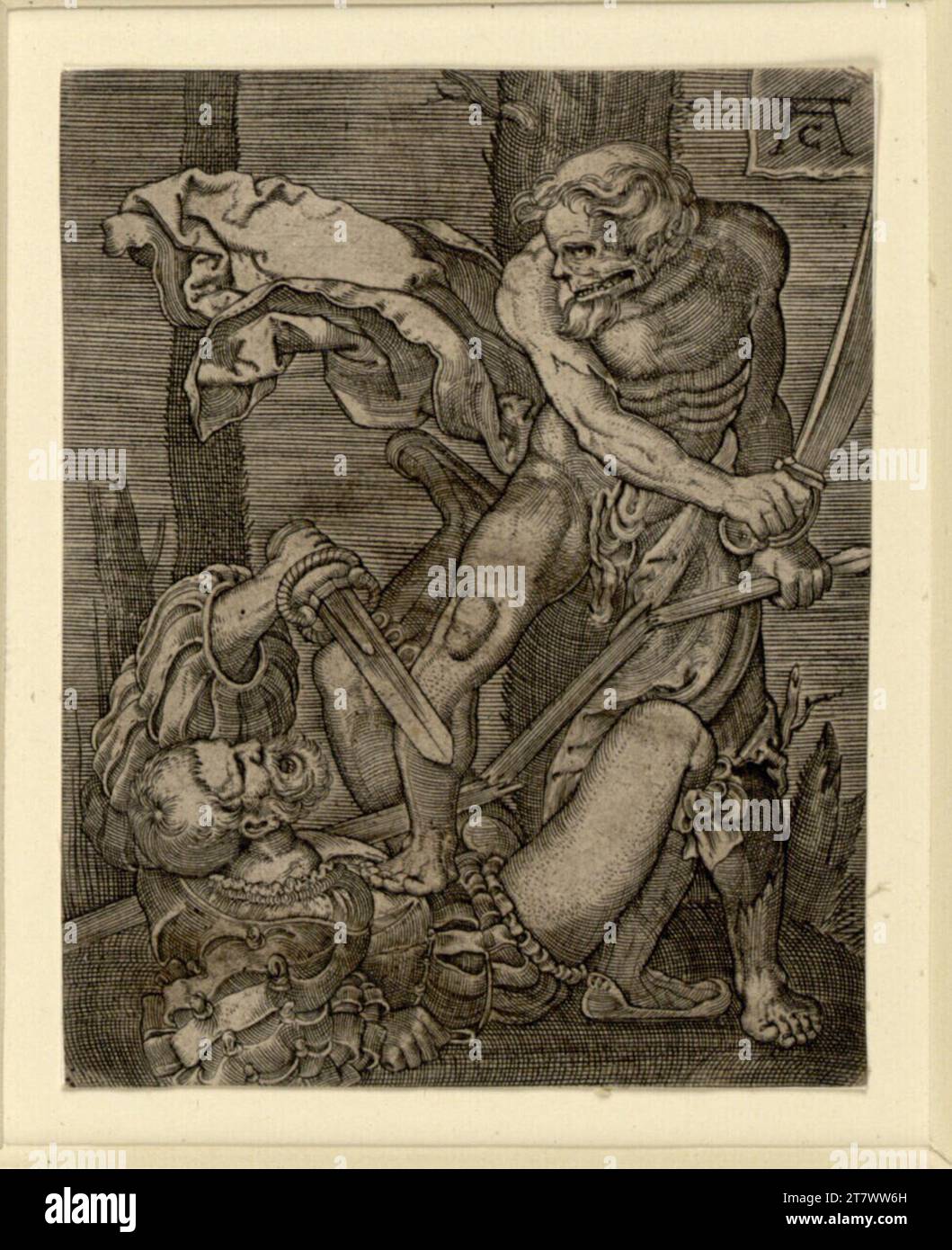 Monogrammiste AC mort et le soldat. gravure 1. Hälfte 16. Century Banque D'Images