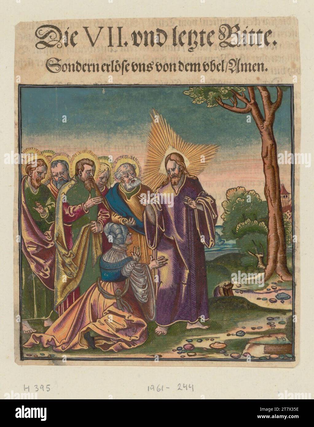 Le catéchisme de Hans Broramer Luther : le Christ et le Cananéen (la prière du Seigneur). Gravure sur bois, couleur 1553 ? , 1553 ? Banque D'Images