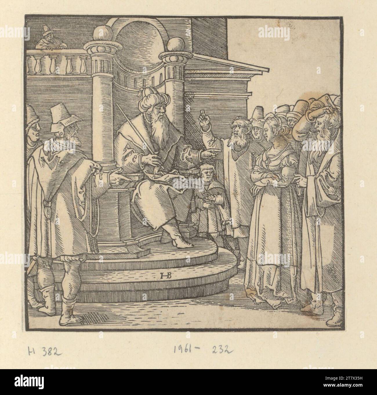 Le catéchisme de Hans Brosanmer Luther : Susanna à la cour (les dix commandements). Gravure sur bois Banque D'Images