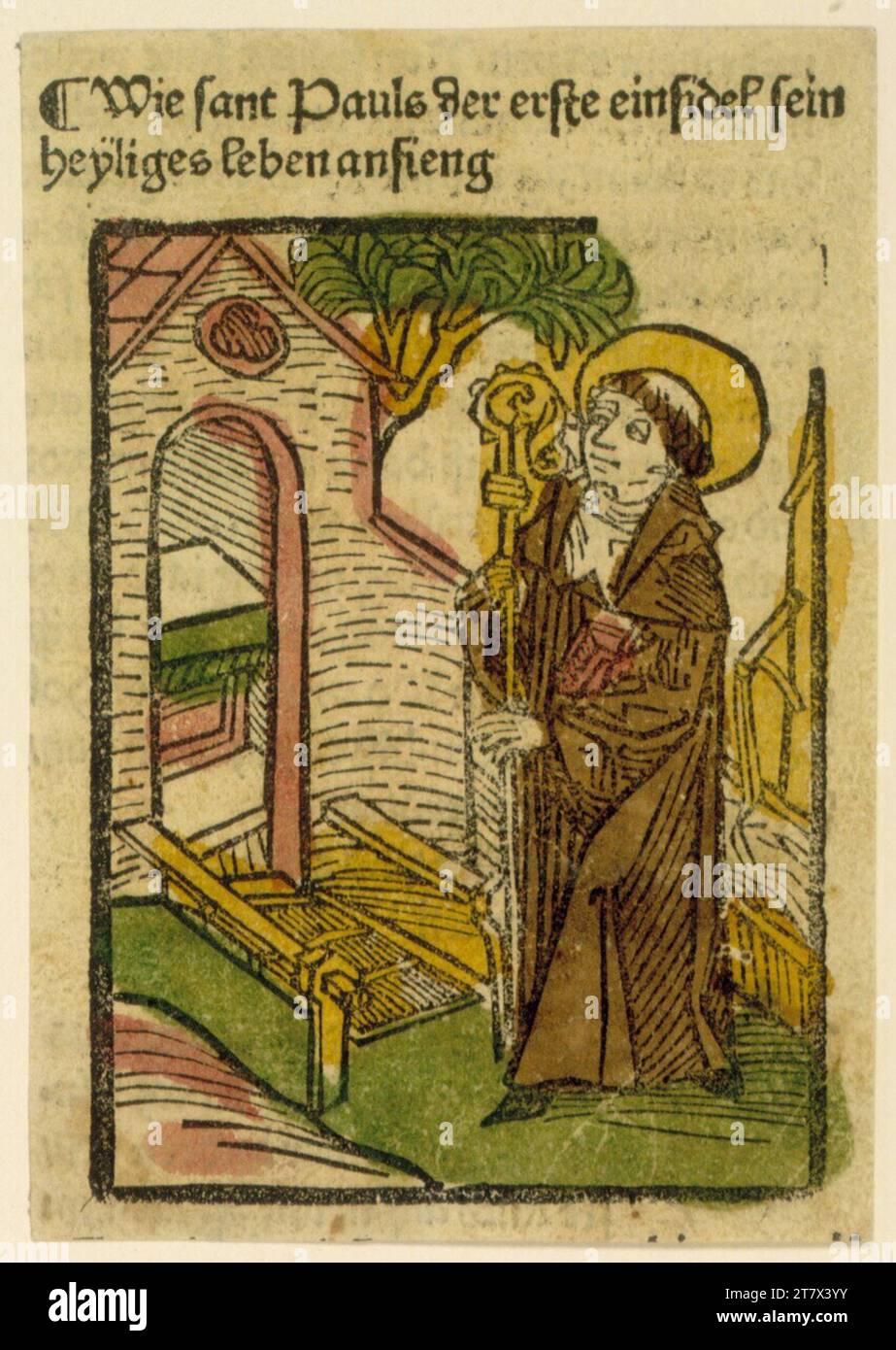 Peter Berger How St. Paul a commencé sa sainte vie. Gravure sur bois, colorée 1488, 1488 Banque D'Images