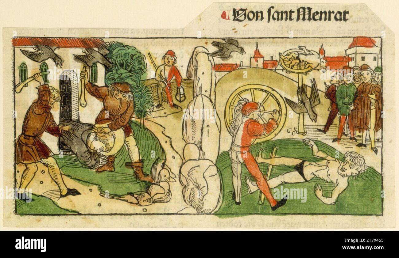 Anton Koberger Saint Meinrad. Gravure sur bois, colorée 1488, 1488 Banque D'Images