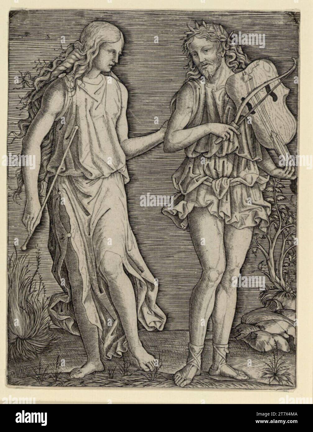 Marcantonio Raimondi Orpheus und eurydike. Gravure sur cuivre imprimée autour de 1500 - 1503 Banque D'Images