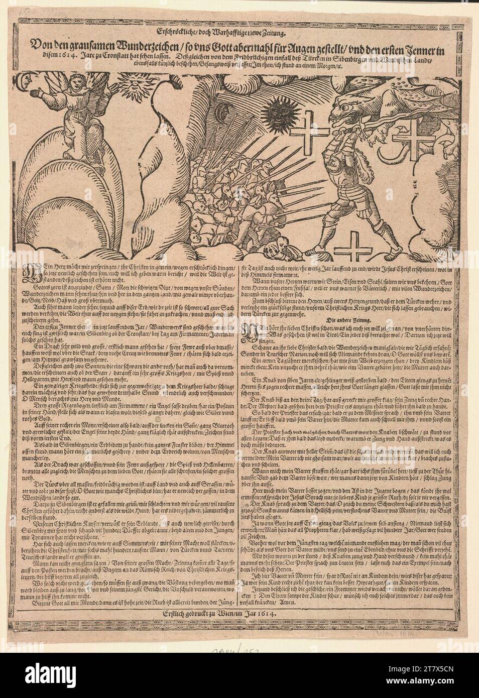 Anonym effrayé / encore Warfigen Newe Zeitung .. Gravure sur bois 1614, 1614 Banque D'Images