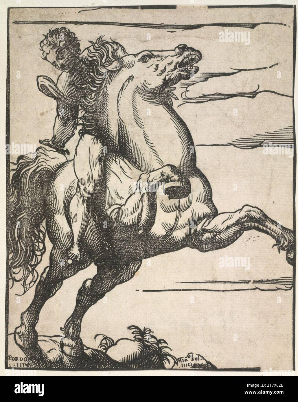 Niccolò Boldrini le cavalier. Gravure sur bois 2. Drittel 16. Century Banque D'Images