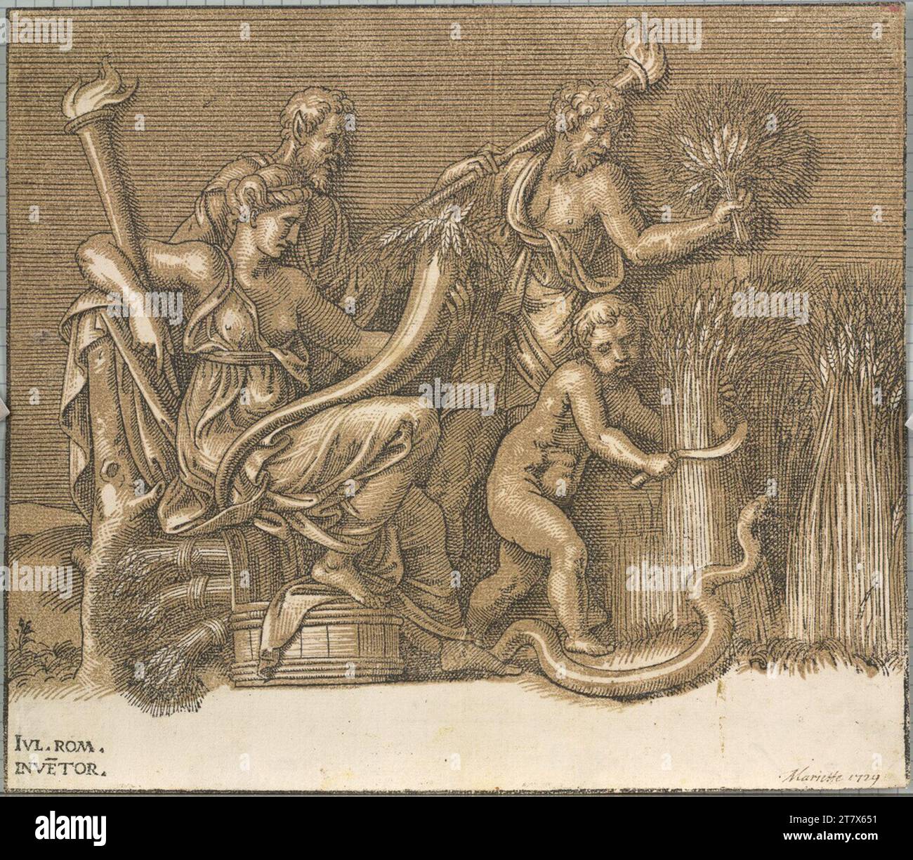 Niccolò Boldrini la récolte. Clair OBSCUR gravure sur bois en deux planches (marron) Zweites Drittel 16. Century Banque D'Images