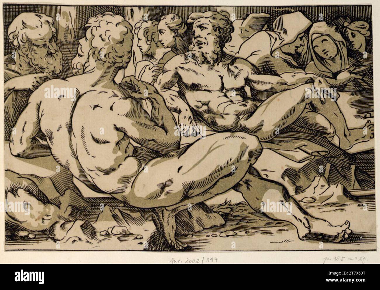 Domenico Beccafumi gen. Mecarino Groupe d'hommes et de femmes. Clair OBSCUR gravure sur bois de deux plaques vers 1545-1547 Banque D'Images