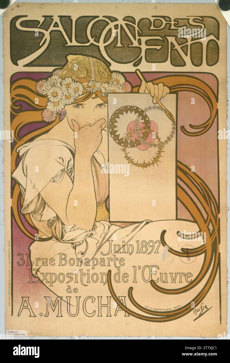 Alfons Maria Mucha salon des cent ; 1897 juin ; 31, rue Bonaparte ; exposition de l'œuvre de A. Mucha. Couleur 1897, 1897 Banque D'Images