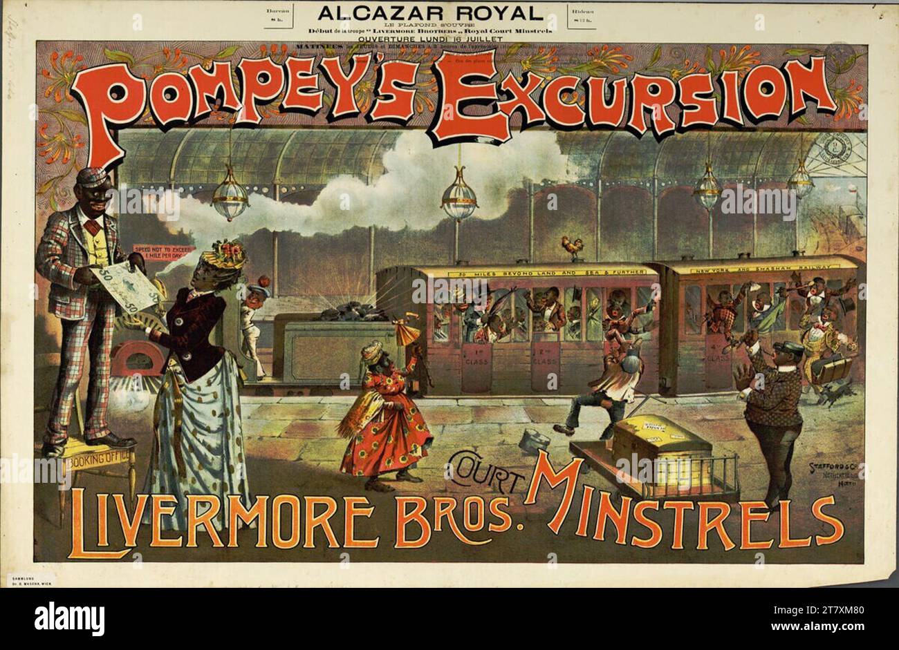 ANONYM LIVERMORE BROTHERS COURT MINSTRELS ; EXCURSION DE POMPÉE. Couleur autour de 1870/1880 Banque D'Images