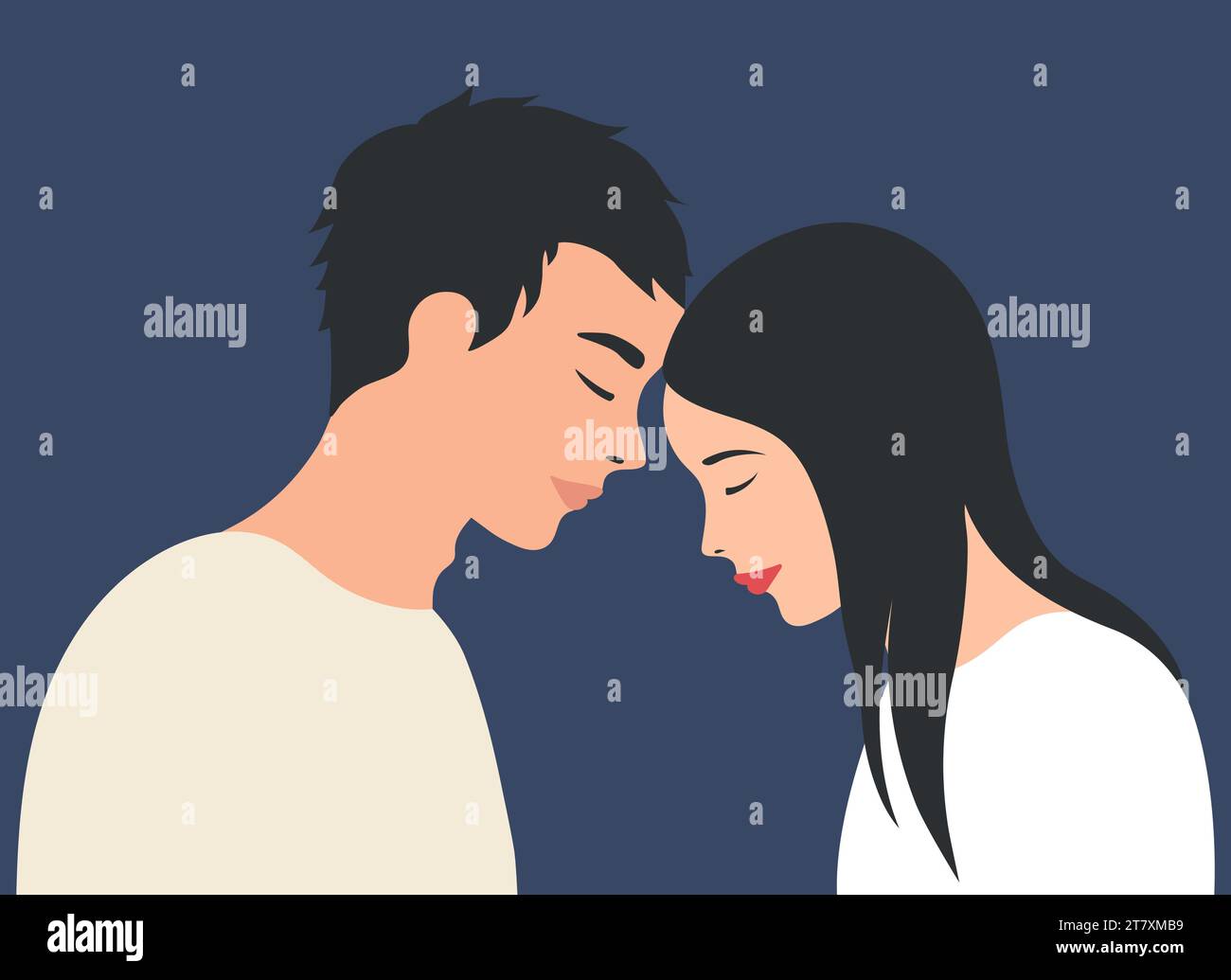 Guy et fille debout tête à tête. Portrait d'amoureux. Illustration vectorielle Illustration de Vecteur