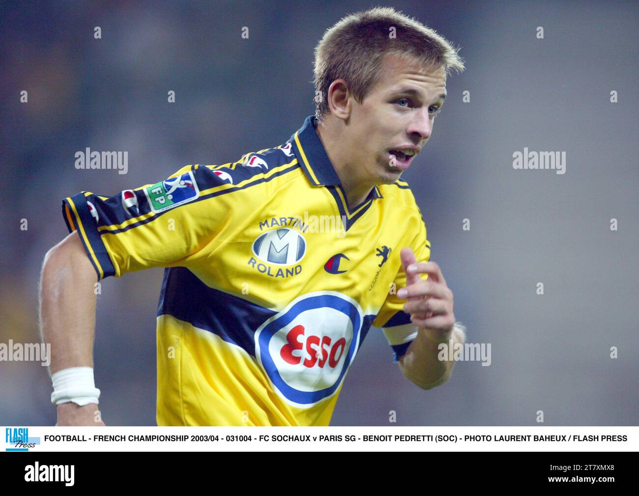 FOOTBALL - CHAMPIONNAT DE FRANCE 2003/04 - 031004 - FC SOCHAUX - PARIS SG - BENOIT PEDRETTI (SOC) - PHOTO LAURENT BAHEUX / FLASH PRESS Banque D'Images