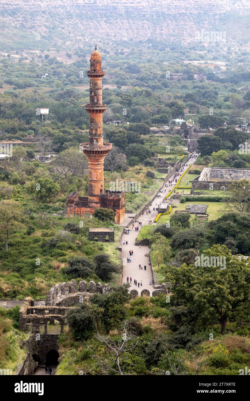 Fort de Daulatabad et paysage environnant, Maharashtra, Inde, Asie Banque D'Images