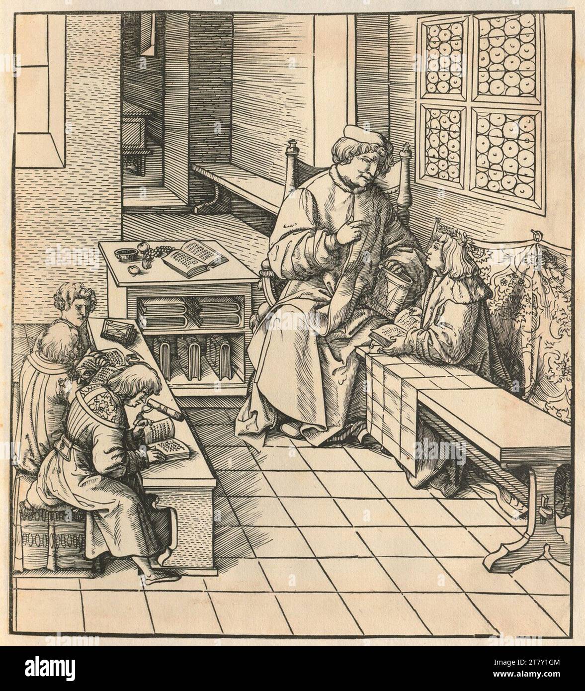 Leonhard Beck les 'Weißkunig' Maximilian I. : l'instruction et l'instruction du jeune roi blanc. Gravure sur bois 1514-1516, 1514/1516 Banque D'Images