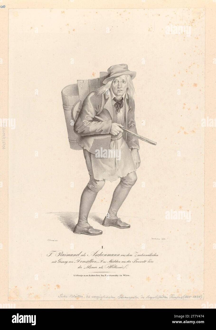 Moritz von Schwind (Zeichner in der Vorlage) Ferdinand Raimund dans le rôle d'ascher. Lithographie 1826-1827, 1826/1827 Banque D'Images