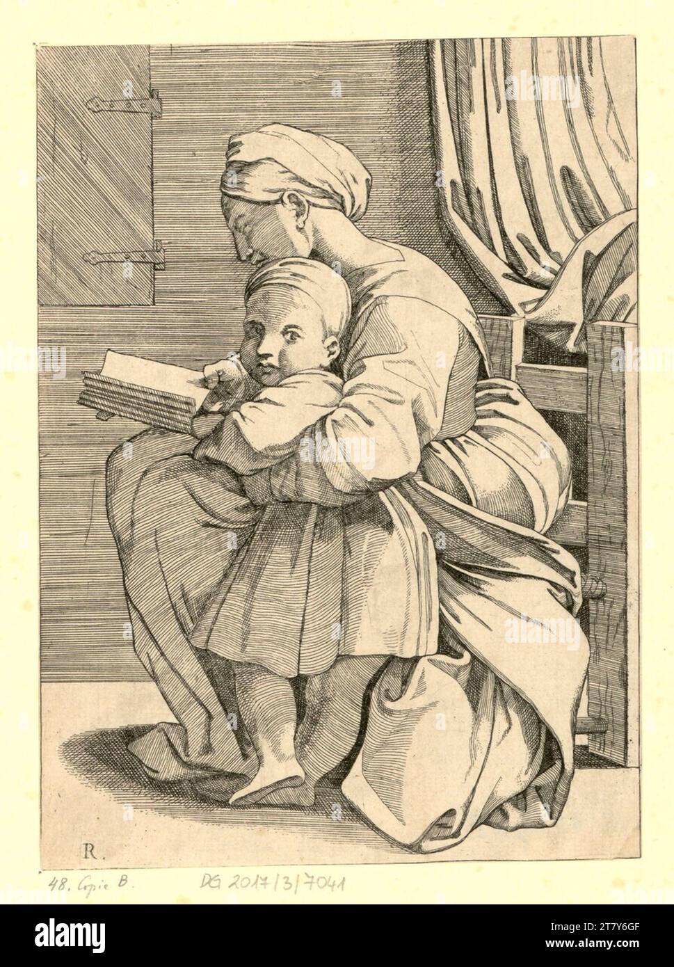 Unbestimmt lecture vierge. Gravure sur cuivre 1511-1550, 1511/1550 Banque D'Images