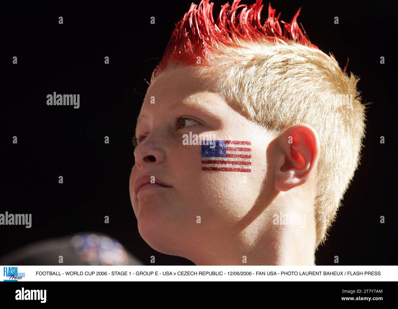 FOOTBALL - COUPE DU MONDE 2006 - ÉTAPE 1 - GROUPE E - USA - CEZECH REPUBLIQUE - 12/06/2006 - FAN USA - PHOTO LAURENT BAHEUX / FLASH PRESS Banque D'Images