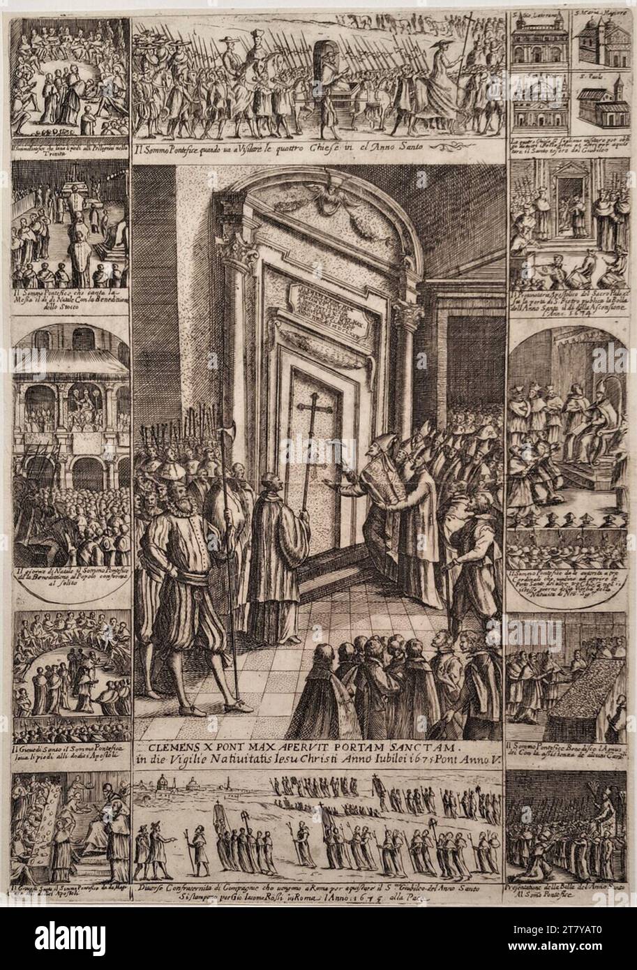 Anonym (Radierer in) ouverture de la Porta Sancta à St. Basilique de Pierre le 24 décembre 1674 par le pape Clemens X. pour l'année Sainte (Annus Iubilaeus) 1675. Gravure sur papier 1675, 1675 Banque D'Images