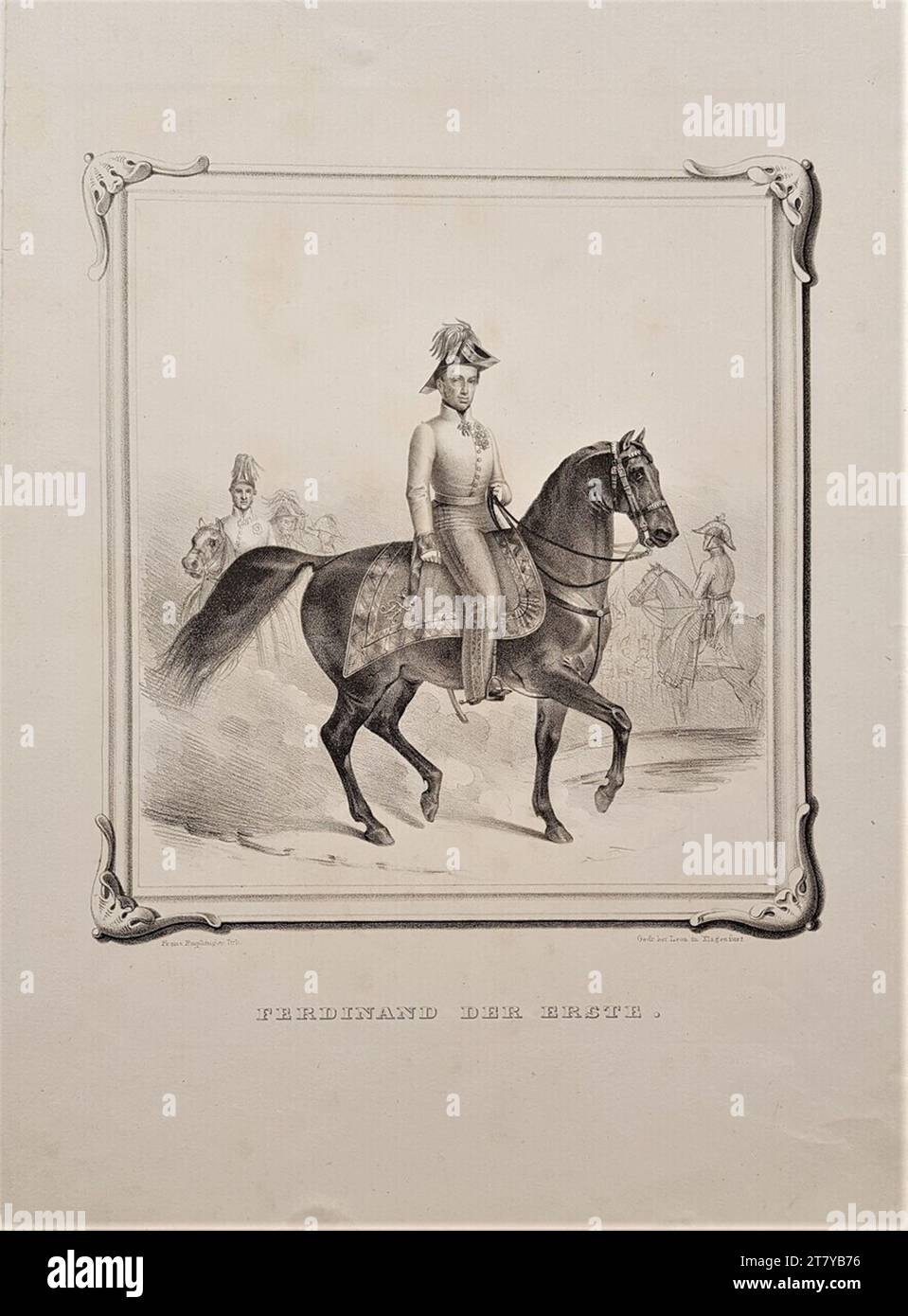 Franz Emphinger (Lithographie in) Portrait de cavalier de l'empereur Ferdinand Ier d'Autriche. Lithographie sur papier vers 1845 Banque D'Images