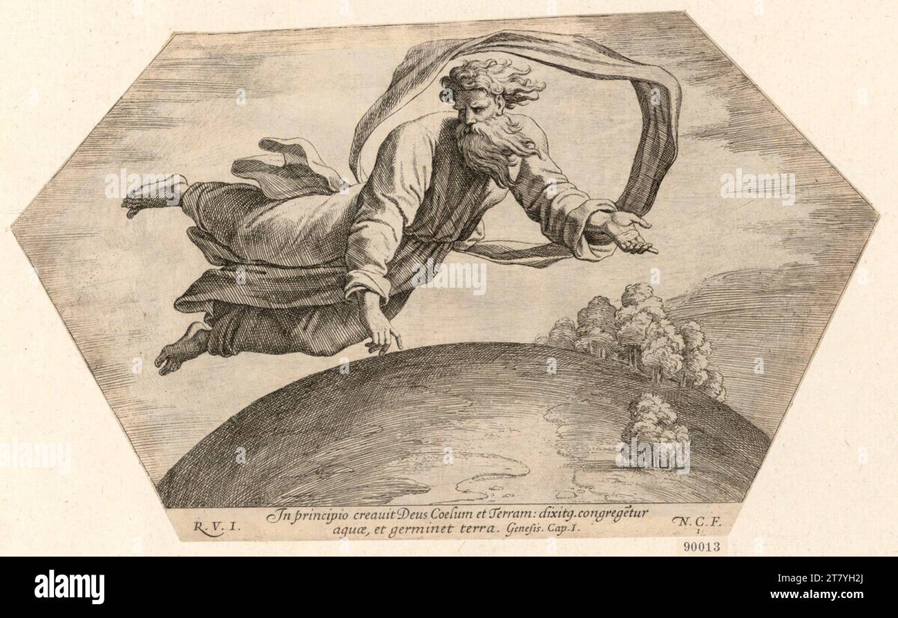 Nicolas Chaperon (graveur) Dieu crée le ciel et la terre. gravure 1649, 1649 Banque D'Images