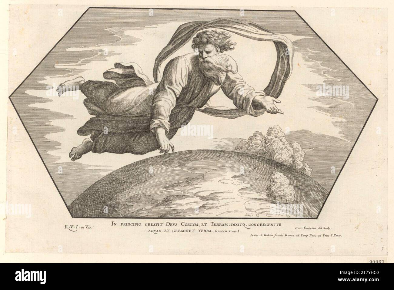 Cesare Fantetti (graveur) Dieu crée le ciel et la terre. gravure 1675, 1675 Banque D'Images