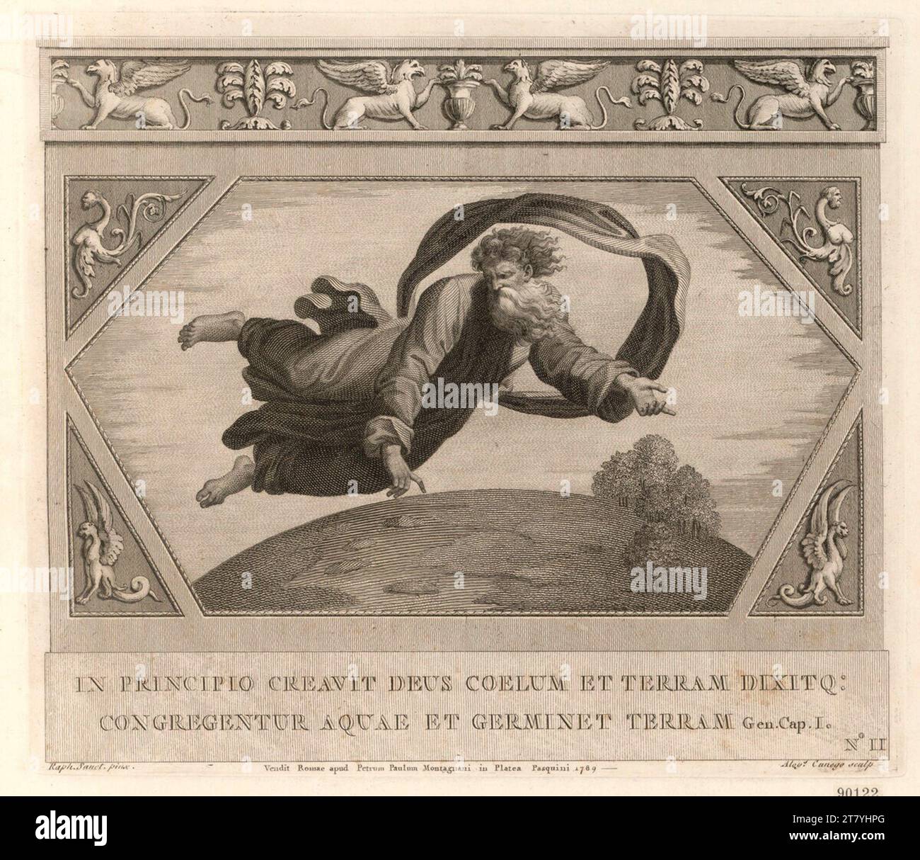 Aloysio Cunego (graveur) Dieu crée le ciel et la terre. Gravure sur cuivre imprimée vers 1790 Banque D'Images