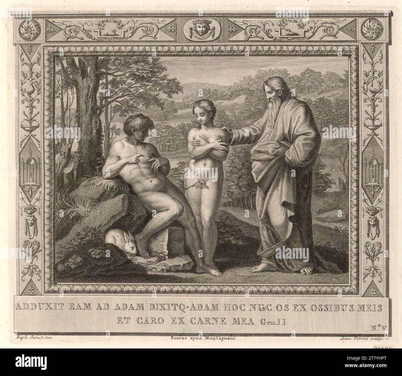 Giovanni Petrini (graveur) création d'Adam et Eva. Gravure sur cuivre imprimée vers 1790 Banque D'Images