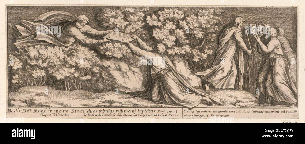 Pietro Santo Bartoli (graveur) Moïse reçoit les conseils d'administration. gravure 1650-1670, 1650/1670 Banque D'Images