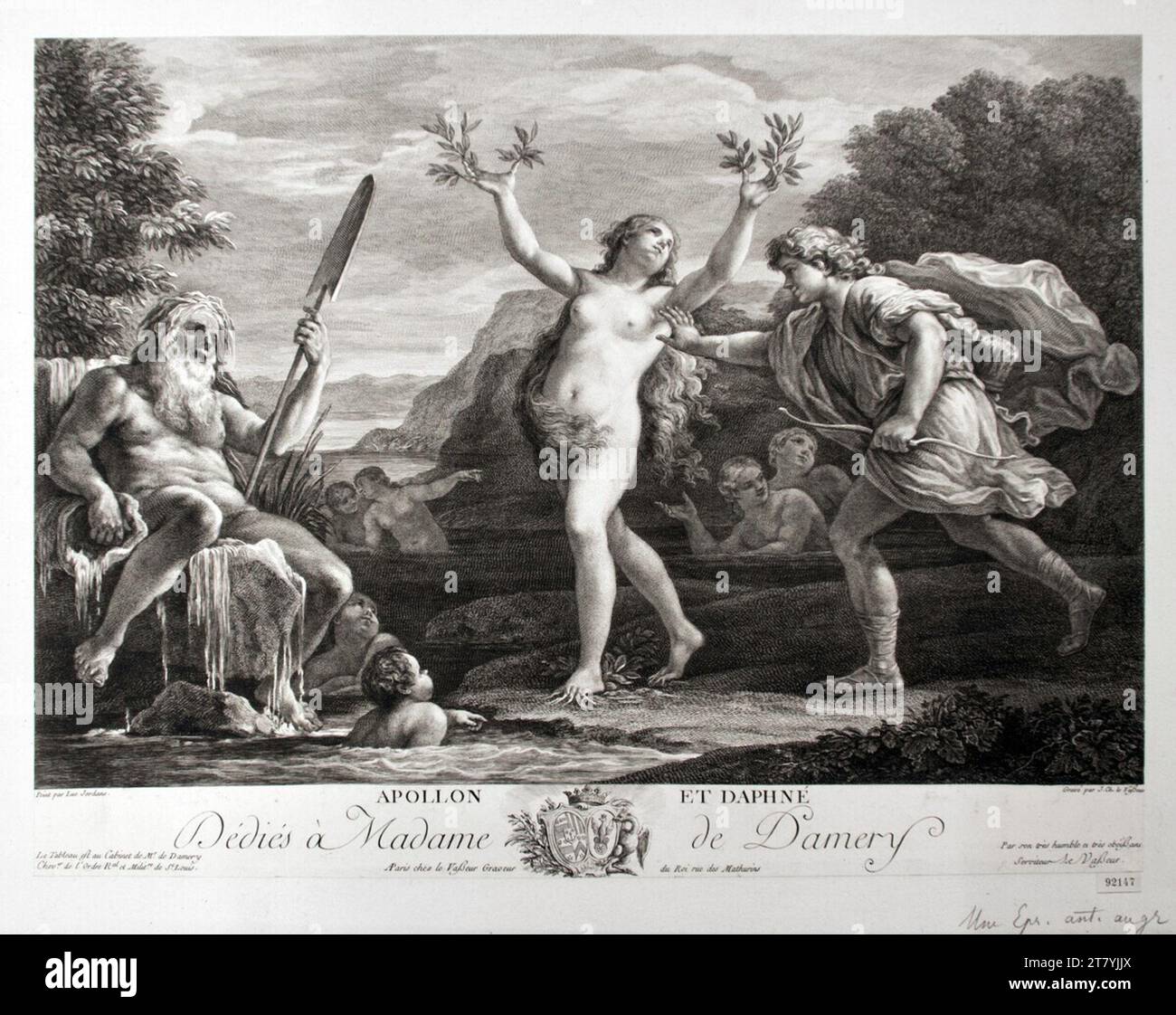 Jean Charles le Vasseur (graveur) Apollon et Daphne. Gravure sur cuivre, gravure Banque D'Images