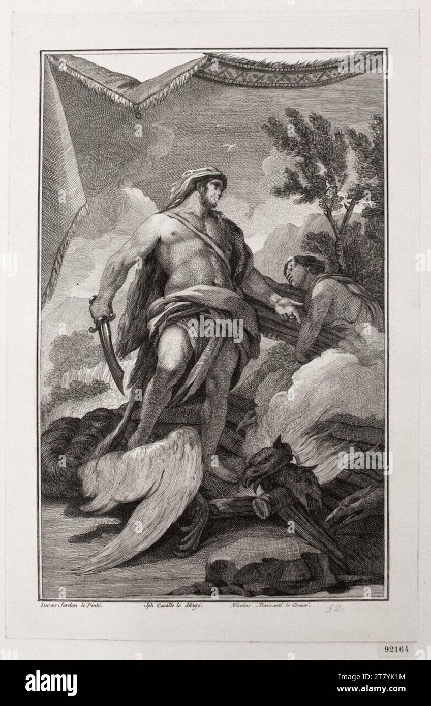 Luca Giordano Hercule et l'Hydre de Lerna. Gravure sur cuivre, gravure Banque D'Images