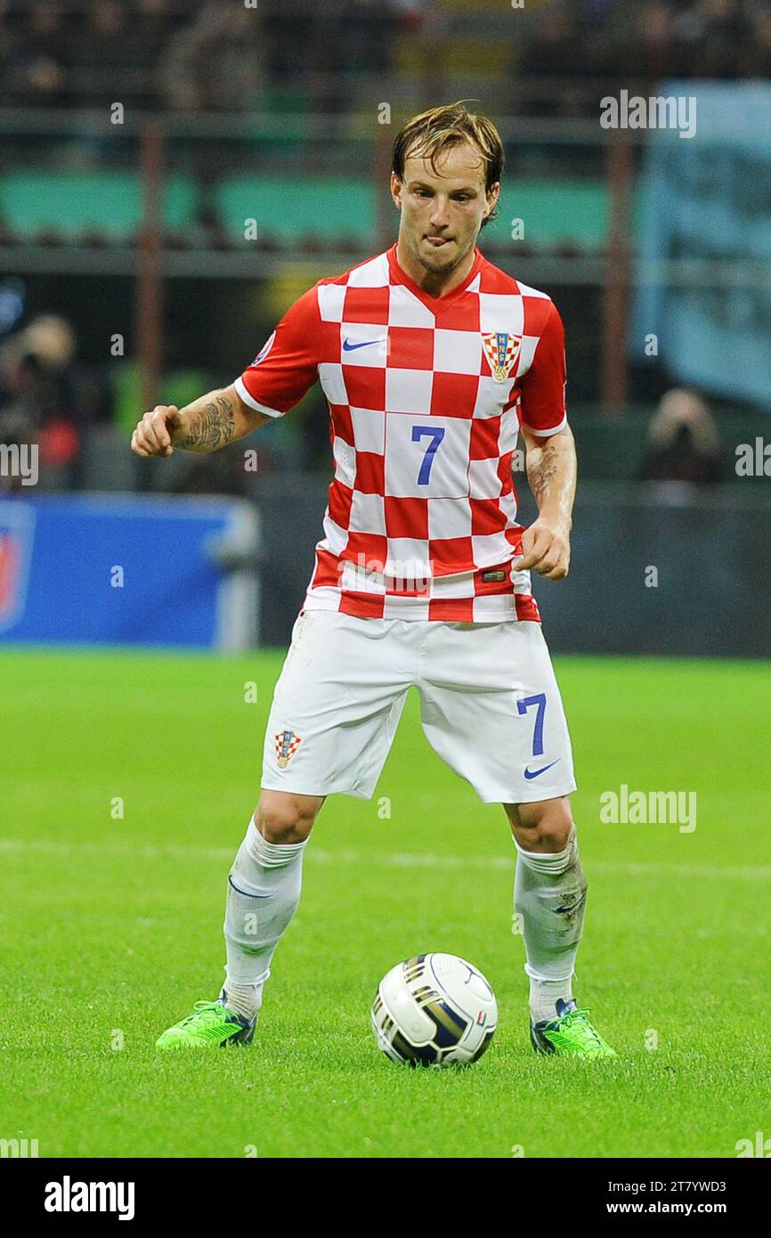 Ivan Rakitic de Croatie lors du Championnat d'Europe de l'UEFA 2016 qualifiant le Groupe H entre l'Italie et la Croatie le 16 novembre 2014 au stade Giuseppe Meazza de Milan, Italie. Photo Massimo Cebrelli / DPPI Banque D'Images