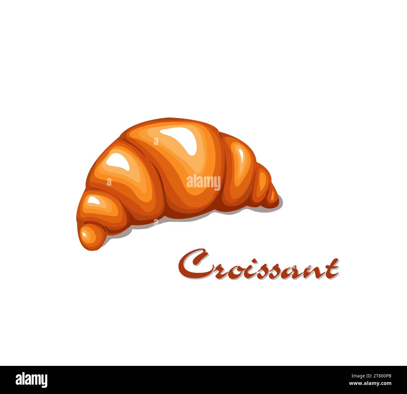 Style dessin animé croissant. Produit alimentaire biologique pour boulangerie et menu de supermarché. Illustration vectorielle, isolée sur blanc. Vecteur isolé sur backgr blanc Illustration de Vecteur
