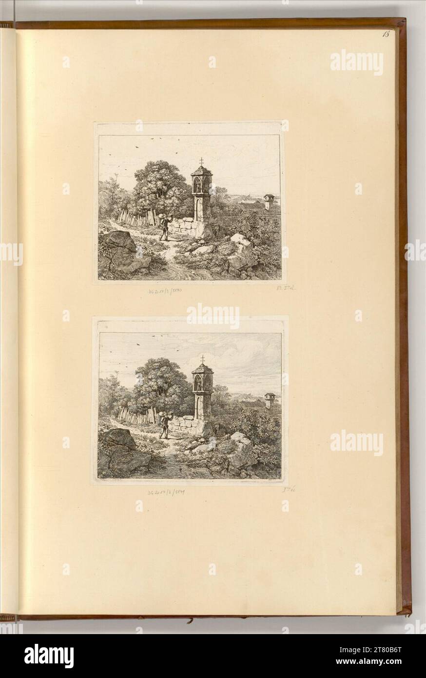 Johann Christoph Erhard (Ausführende r Künstler in) Un randonneur devant un bâton photo (Marterl) avec une figure de Marie. gravure 1817, 1817 Banque D'Images