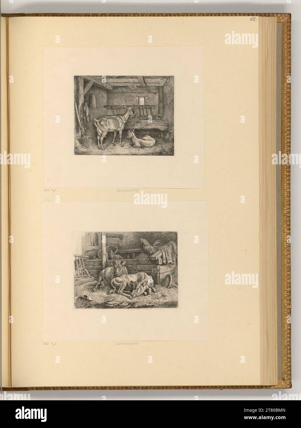 Johann Adam Klein (Ausführende r Künstler in) chèvres dans une étable ; vaches dans une étable. gravure 1841, 1841 Banque D'Images