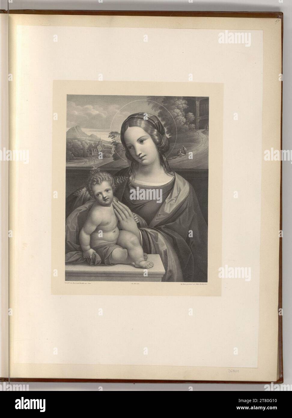 Benvenuto Tisi Maria avec enfant. Lithographie 1801-1832, 1801/1832 Banque D'Images