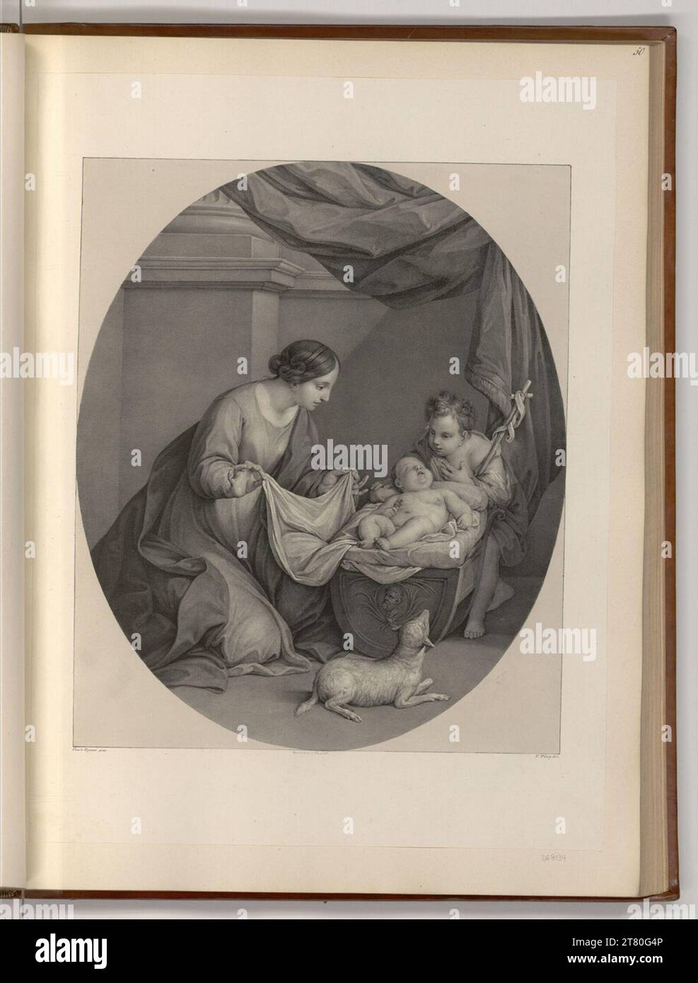 Carlo Cignani Maria avec enfant dans le berceau et Johannesknaben. Lithographie 1801-1844, 1801/1844 Banque D'Images