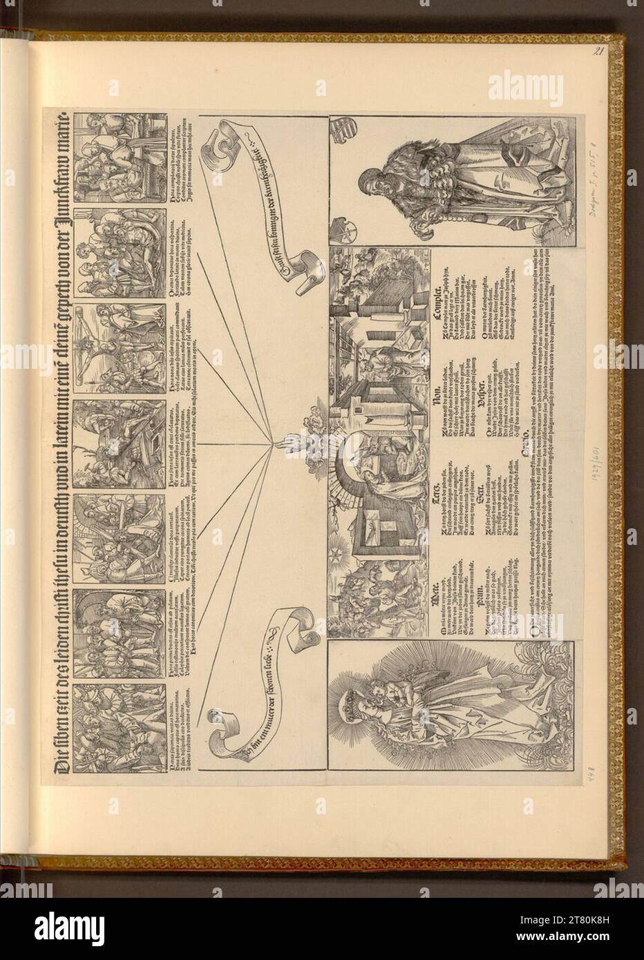 Cranach-Werkstatt les sept jours de la souffrance du Christ (feuille de prière avec un hymne d'Aegidius de Rome). Gravure sur bois 16. - 17. Century Banque D'Images