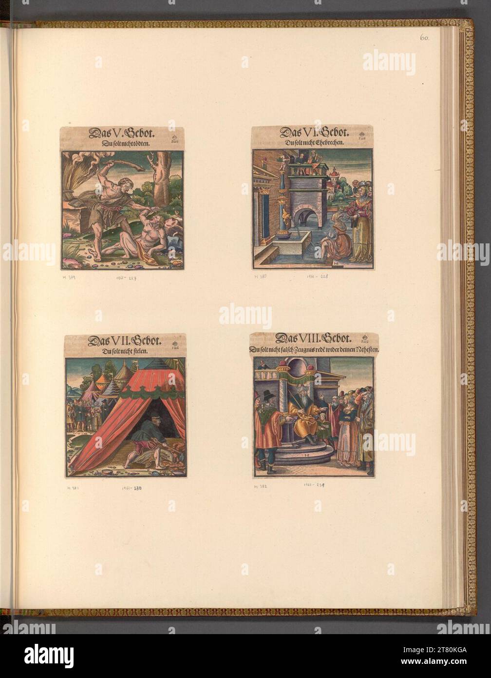 Hans Broramer les dix commandements (illustration du livre). Gravure sur bois, colorée vers 1550 Banque D'Images