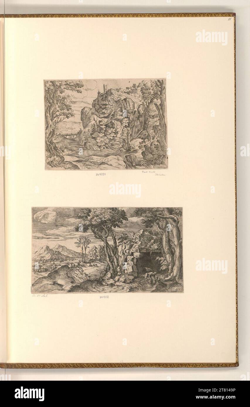 Jean Cousin (graveur) Paysage ; Narcissus. gravure 1520-1590, 1520/1590 Banque D'Images