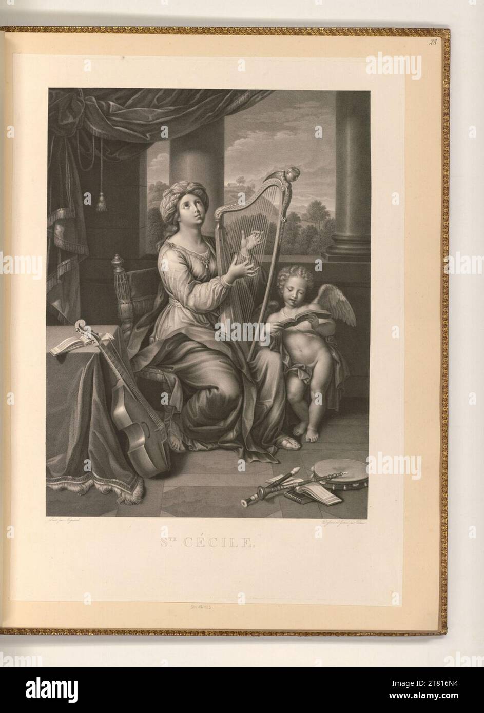 Johann Conrad Ulmer (graveur) St. Cäcilia. Gravure sur cuivre, gravure 19. Siècle , 19e siècle Banque D'Images