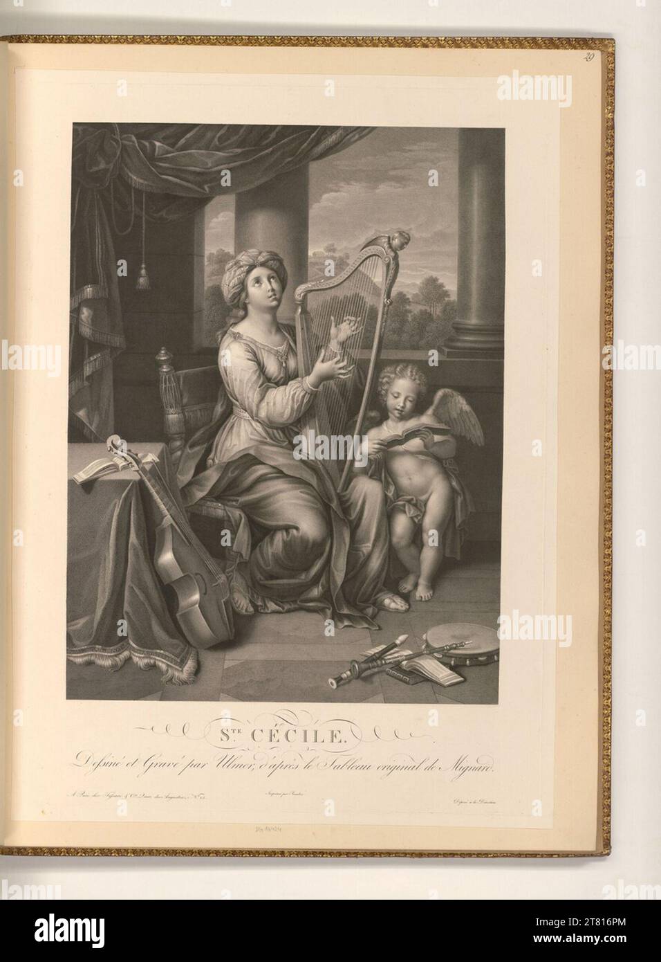 Johann Conrad Ulmer (graveur) St. Cäcilia. Gravure sur cuivre, gravure 19. Siècle , 19e siècle Banque D'Images