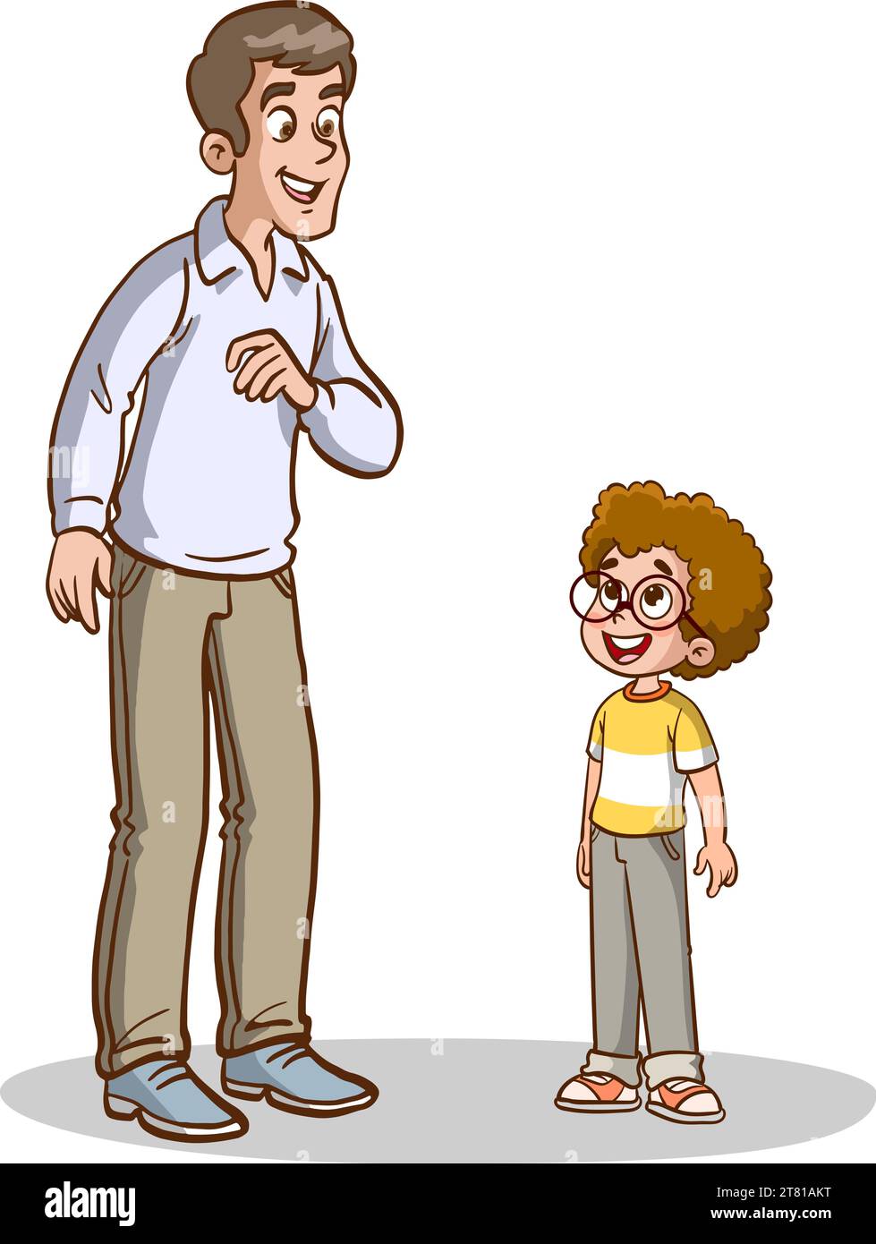 enfants et homme debout parlant.père et enfants parlant vecteur Illustration de Vecteur