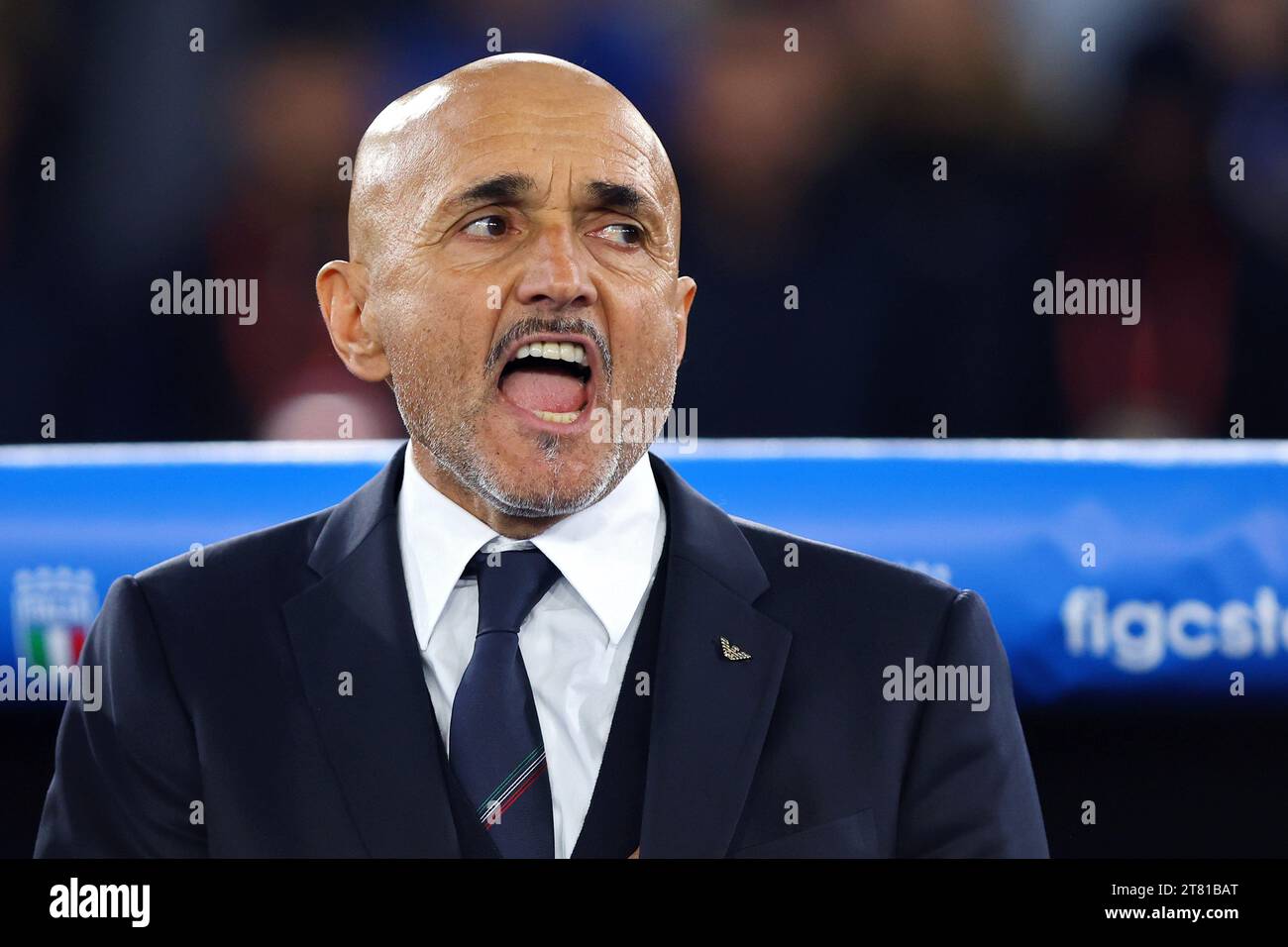 Rome, Italie. 17 novembre 2023. Luciano Spalletti, entraîneur-chef de l'Italie, crie lors de l'UEFA Euro 2024, qualifications, match de football du groupe C entre l'Italie et la Macédoine du Nord le 17 novembre 2023 au Stadio Olimpico à Rome, Italie - photo Federico Proietti/DPPI crédit : DPPI Media/Alamy Live News Banque D'Images