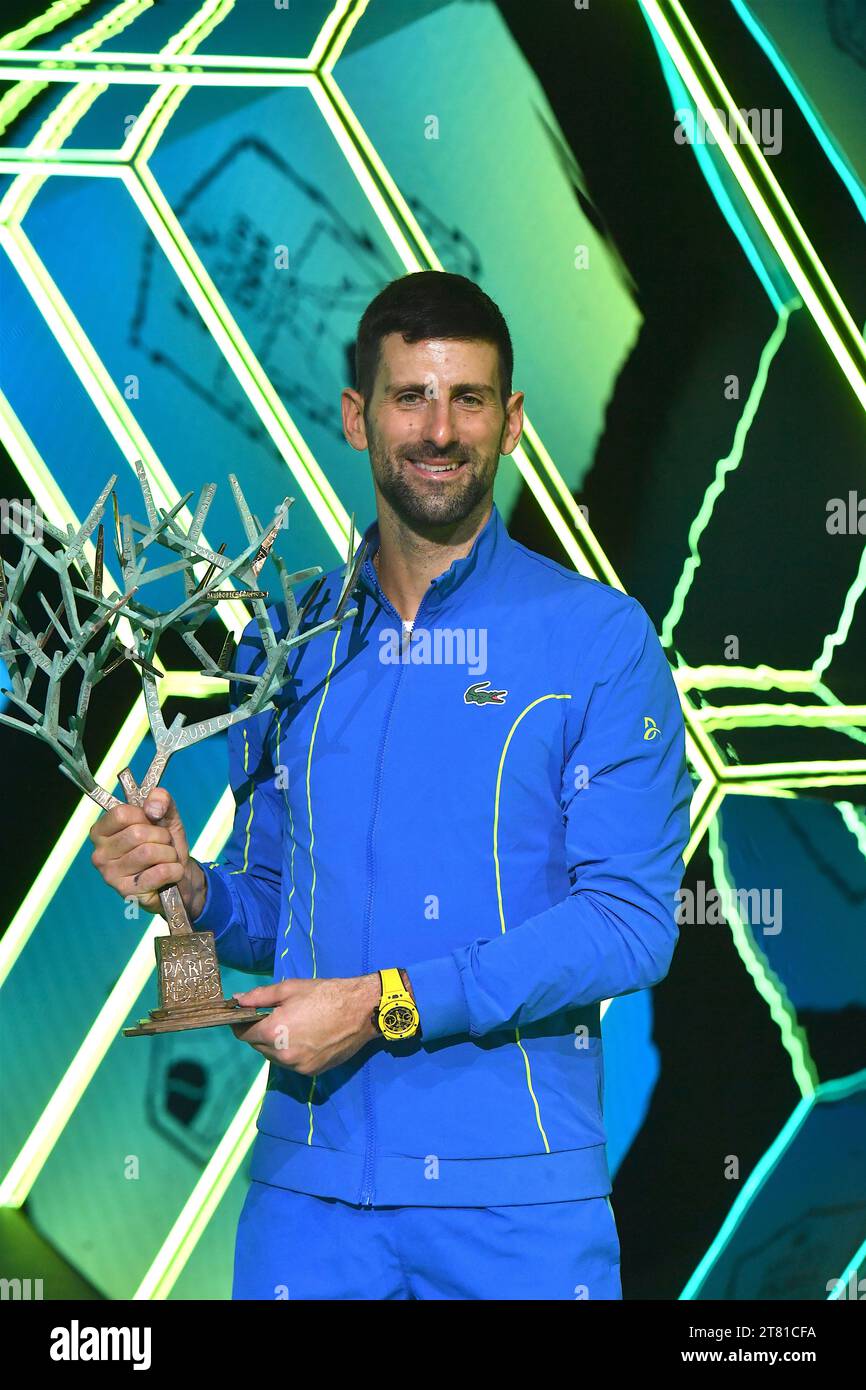 Novak DJOKOVIC de Serbie et Grigor DIMITROV de Bulgarie lors des Rolex Paris Masters, ATP Masters 1000 Banque D'Images
