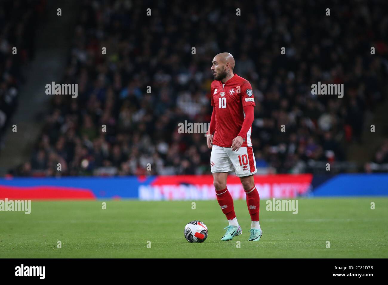 Londres, Royaume-Uni. 17 novembre 2023. Londres, le 17 novembre 2023 : Teddy Teuma de Malte lors du match de football UEFA Euro 2024 qualifier entre l'Angleterre et Malte au stade de Wembley, Londres, Angleterre. (Pedro Soares/SPP) crédit : SPP Sport Press photo. /Alamy Live News Banque D'Images