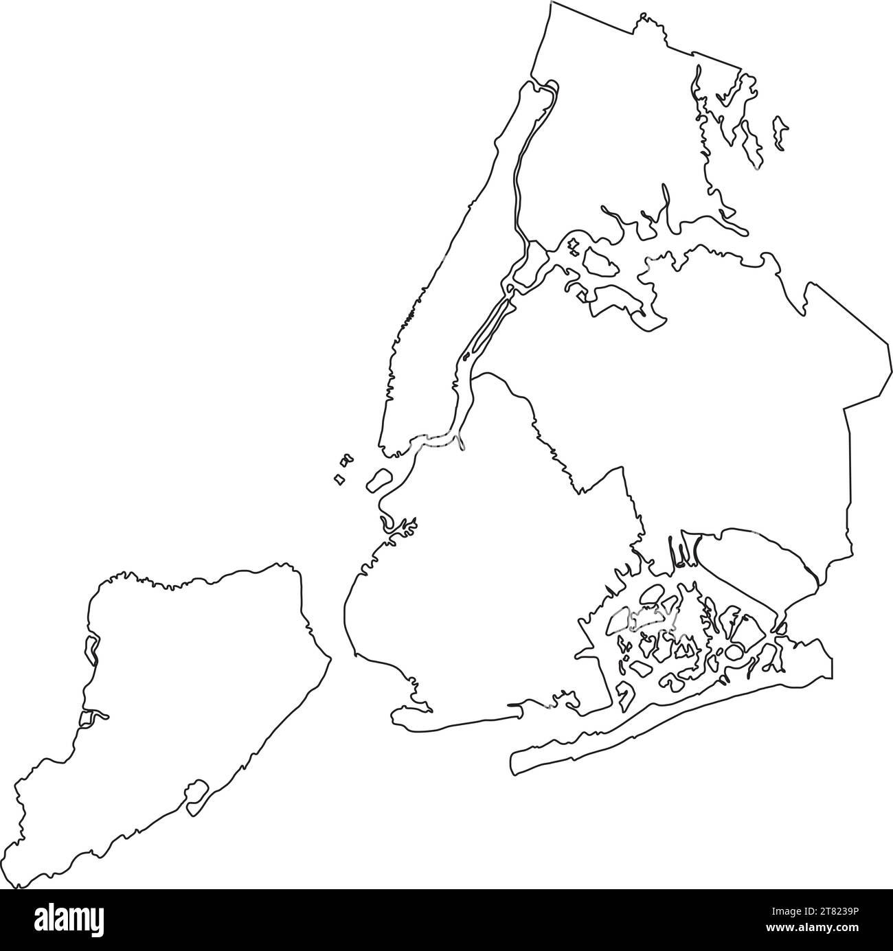 Carte des arrondissements blancs de la VILLE DE NEW YORK, ÉTATS-UNIS Illustration de Vecteur