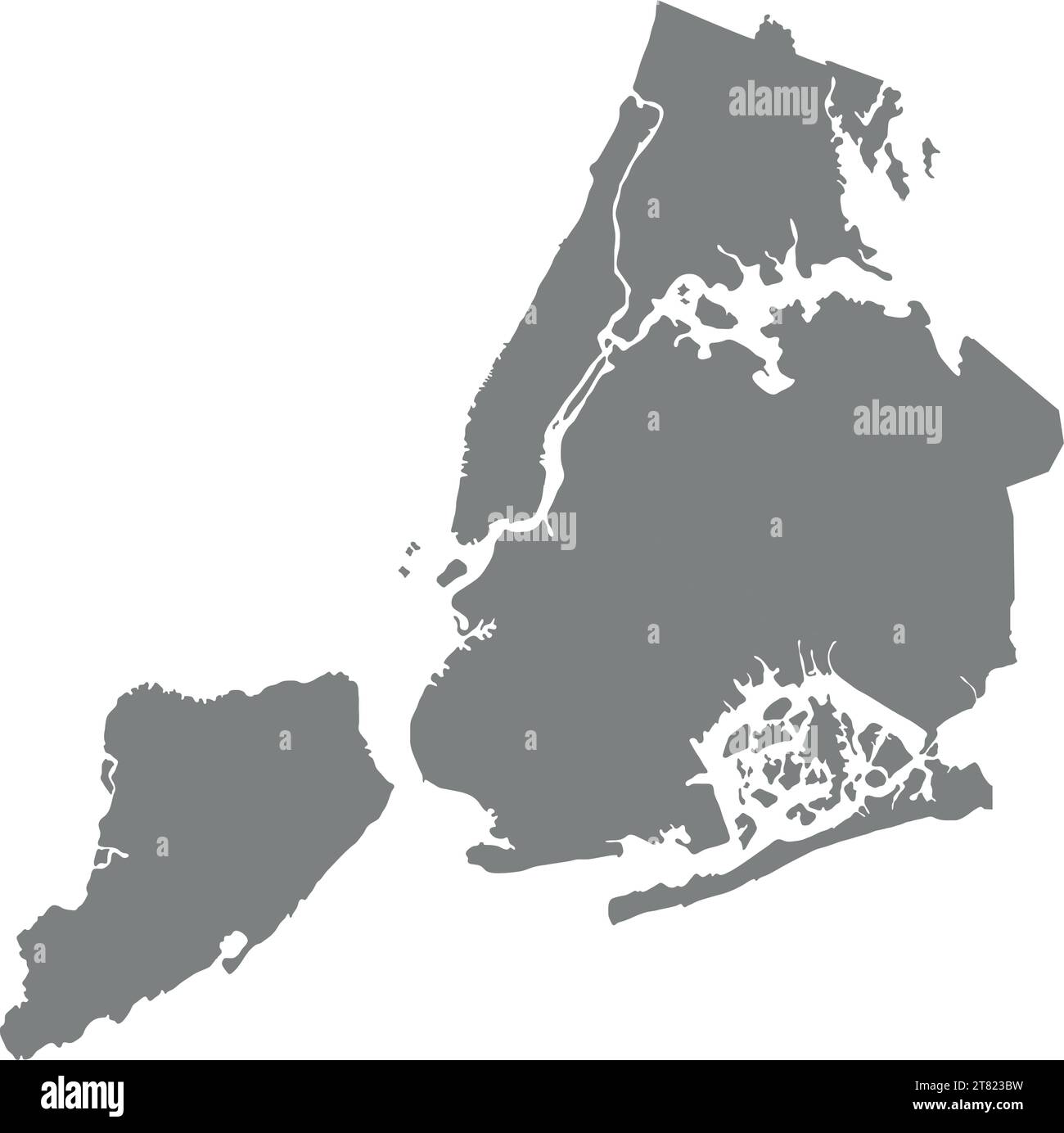 Carte des arrondissements gris de la VILLE DE NEW YORK, ÉTATS-UNIS Illustration de Vecteur