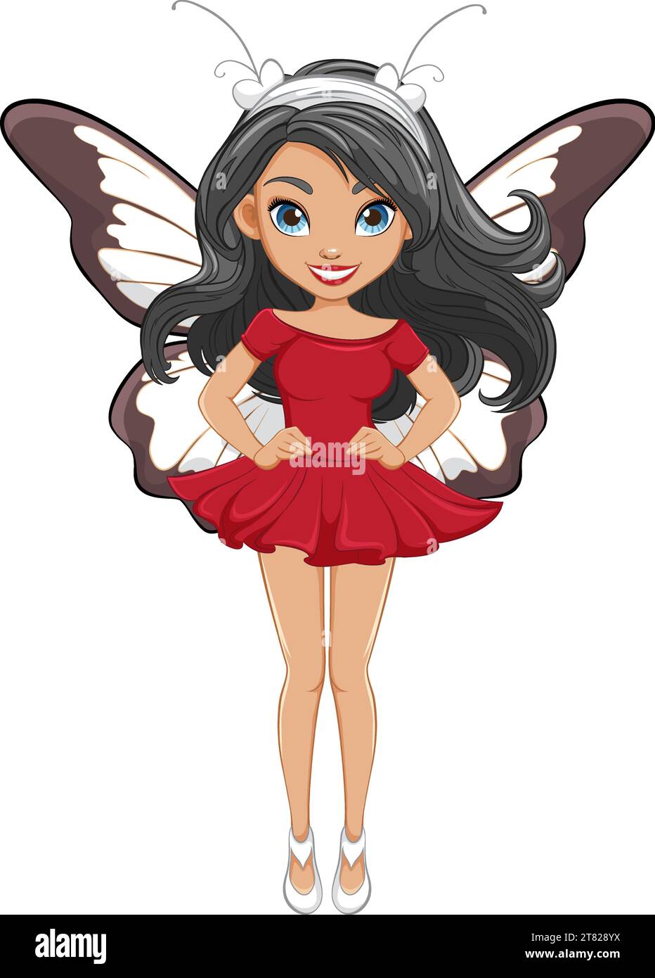 Une femme magnifique portant une mini robe et des ailes de fée Illustration de Vecteur