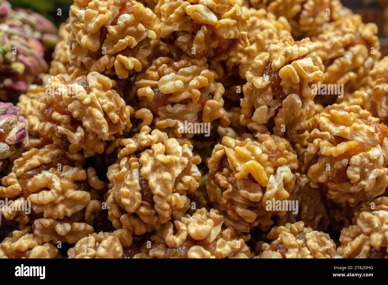 Arrière-plan des noix. Concept de nourriture biologique saine Banque D'Images