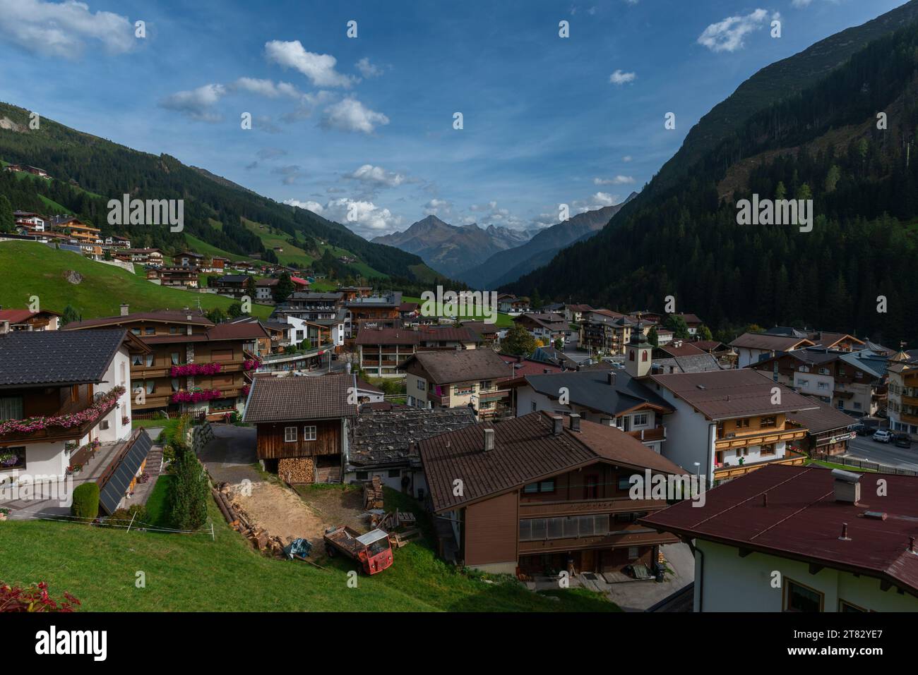 Village touristique Lanersbach, Vorder-Lahnersbach, rural, paysage alpin, Vallée Tuxertal, Zillertaler Alpes, Tyrol, Autriche Banque D'Images