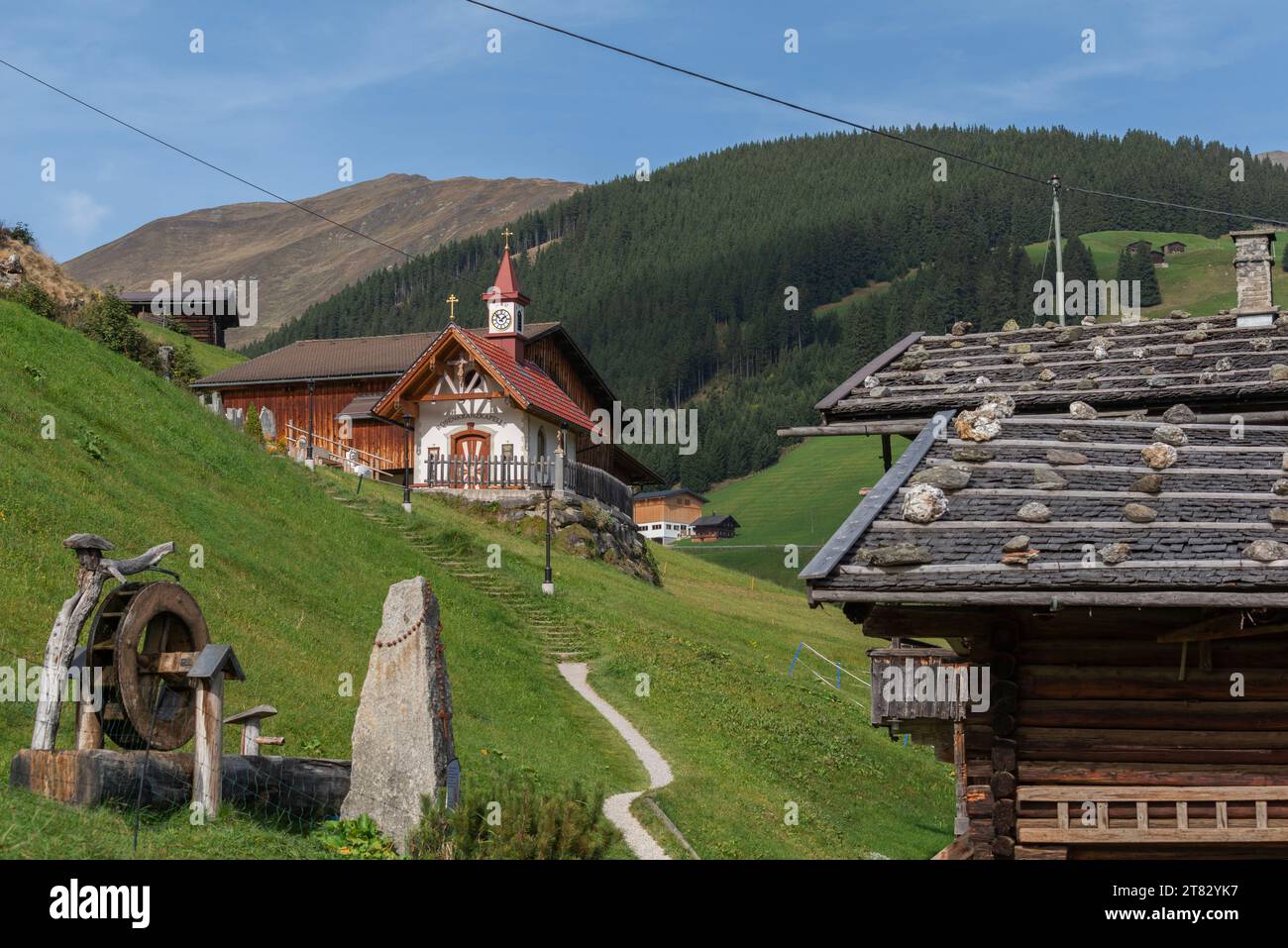 Chapelle Rosenkranzkapelle à Gemais, village alpin de Tux-Lahnersbach, Vallée de Tuxtal, Alpes de Zillertal, Tyrol, Autriche, Europe Banque D'Images